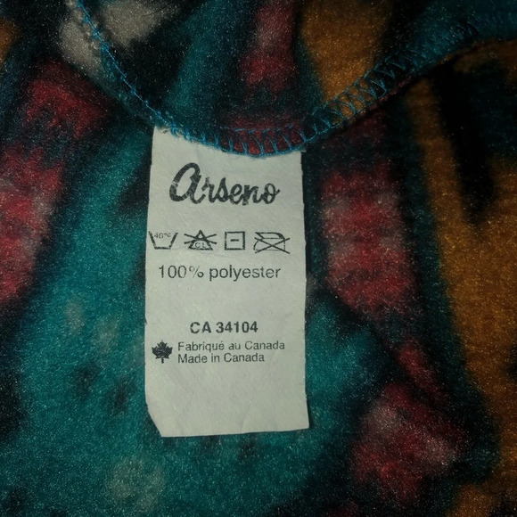 Arseno Poncho OS Hood Pockets Aztec Southwestern Blanket Cape Fleece Soft Warm - Picture 3 of 9
